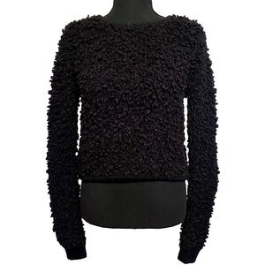Elizabeth and James Black Chunky Popcorn Knit Fuzzy Sweater